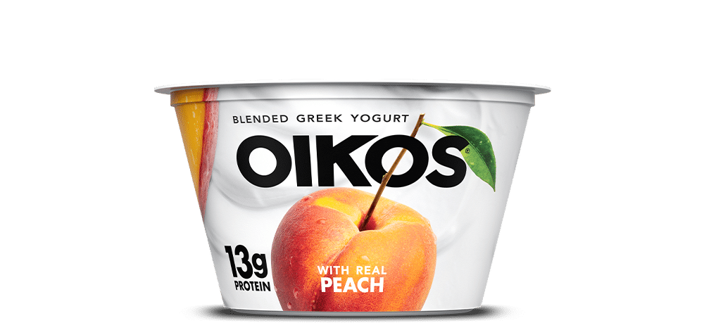 Peach Oikos Blended Greek Nonfat Yogurt